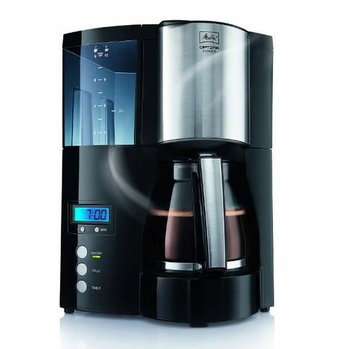 Melitta Optima Timer - Cafetière filtre programmable Inox brossé/noir