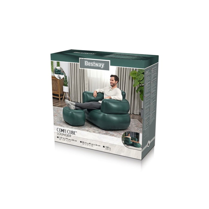 Bestway Fauteuil Gonflable avec Repose-pieds Couleur Assortie 107x99x80/48x48x36 cm