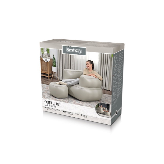 Bestway 75137 Sillon Gonflable avec Repose-pieds Assorti 107x99x80/48x48x36 cm Intérieur
