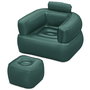 Bestway 75137 Sillon Gonflable avec Repose-pieds Assorti 107x99x80/48x48x36 cm Intérieur