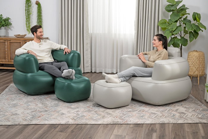 Bestway 75137 Sillon Gonflable avec Repose-pieds Assorti 107x99x80/48x48x36 cm Intérieur