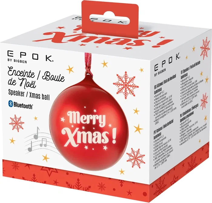 Bigben Enceinte Bluetooth Format Boule de Noël Rouge