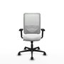 Chaise Zulema Synchro 3 positions tissu Blanc Base en nylon noir Accoudoir 2D Sans appui-tête Roulettes 65mm nylon