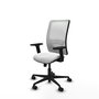 Chaise Zulema Synchro 3 positions tissu Blanc Base en nylon noir Accoudoir 2D Sans appui-tête Roulettes 65mm nylon