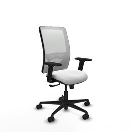 Chaise Zulema Synchro 3 positions tissu Blanc Base en nylon noir Accoudoir 2D Sans appui-tête Roulettes 65mm nylon