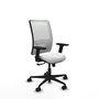 Chaise Zulema Synchro 3 positions tissu Blanc Base en nylon noir Accoudoir 2D Sans appui-tête Roulettes 65mm nylon