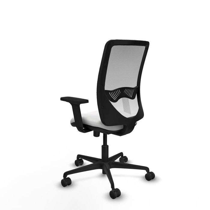Chaise Zulema Synchro 3 positions tissu Blanc Base en nylon noir Accoudoir 2D Sans appui-tête Roulettes 65mm nylon