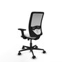 Chaise Zulema Synchro 3 positions tissu Blanc Base en nylon noir Accoudoir 2D Sans appui-tête Roulettes 65mm nylon