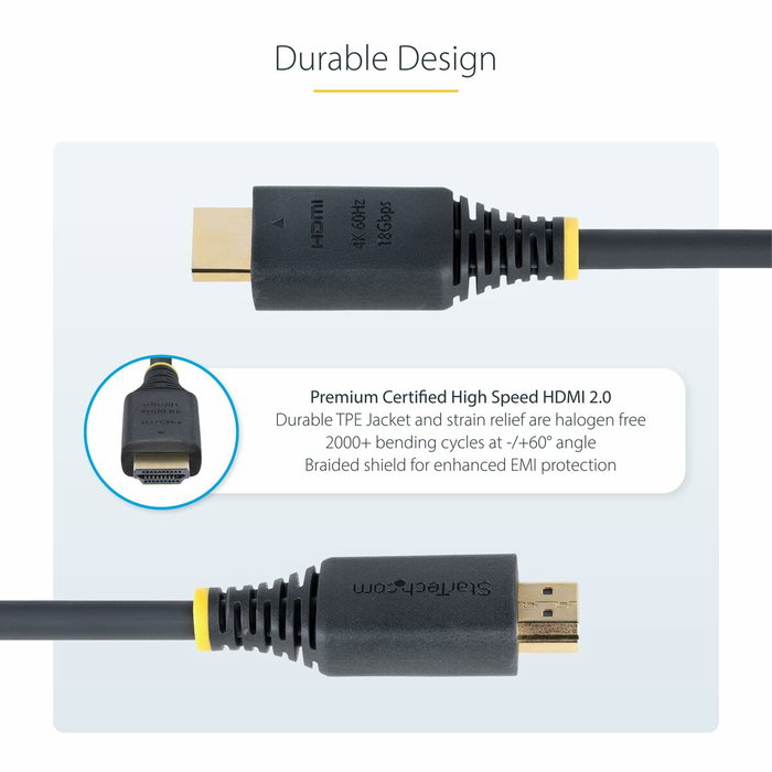 Startech Câble HDMI Premium 4K 50 cm Noir, Mâle-Mâle
