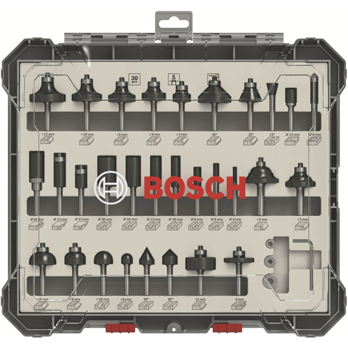 Bosch Professional Coffret de 30 fraises mixtes Ø queue 6 mm