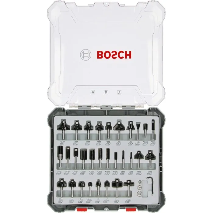 Bosch Professional Coffret 30 fraises mixtes avec queue de 6 mm pour défonceuse - Bois et dérivés - Réf. 2607017474 Bosch Professional Coffret 30 fraises mixtes avec queue de 6 mm pour défonceuse - Bois et dérivés - Réf. 2607017474