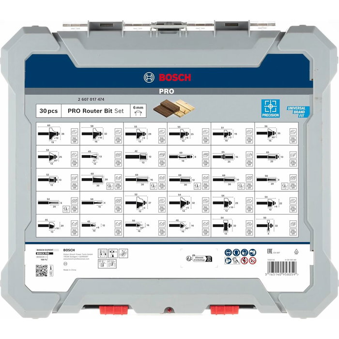 Bosch Professional Coffret de 30 fraises mixtes à queue de 6 mm