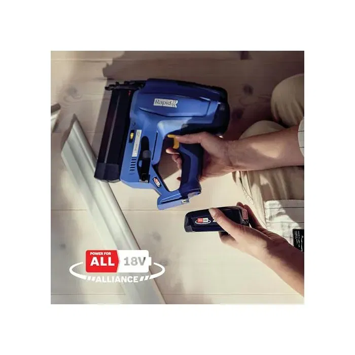 Rapid BNX50 Cloueuse de finition 18V sans batterie - Pour clous n°8 18Ga 20-50mm - Jusqu'à 600 clous/charge - Compatible Power for All