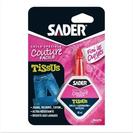 Sader Colle textile pour tissus, Transparent, 40 ml