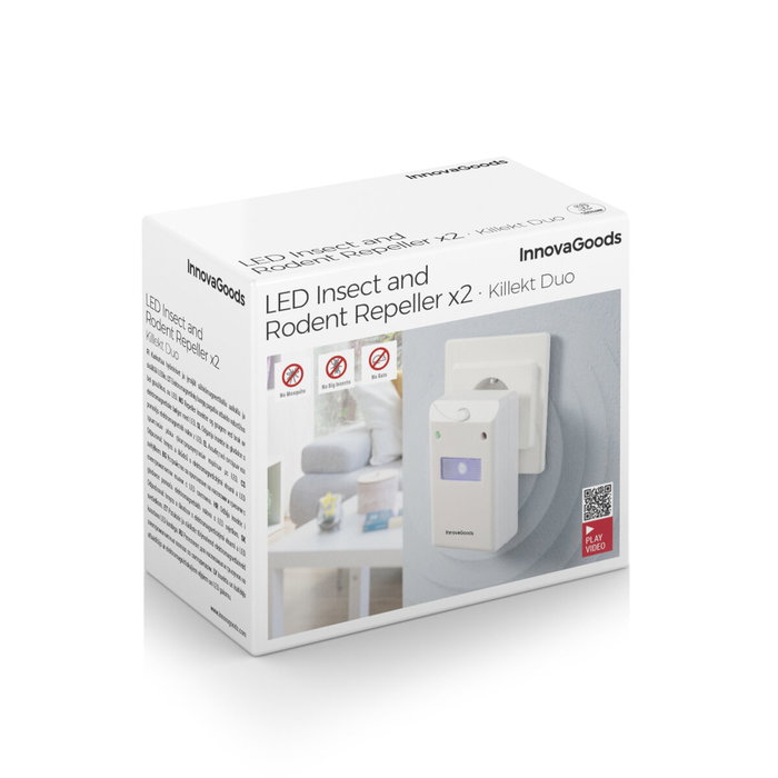 Répulsif à Ultrasons Anti-nuisibles avec LED Killekt Duo InnovaGoods 2 Unités Répulsif à Ultrasons Anti-nuisibles avec LED Killekt Duo InnovaGoods 2 Unités