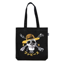 ERIK Sac shopping Jolly Roger One Piece - Taille 37x39x10 cm - Avec deux grandes anses pour l'épaule - 100% coton