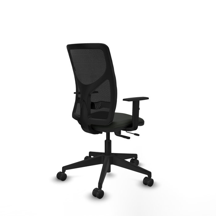 Chaise Motilla Synchrone/Traslack tissu Noir Base pyramidale noire Accoudoir 1D Sans appui-tête Roulettes 65mm nylon