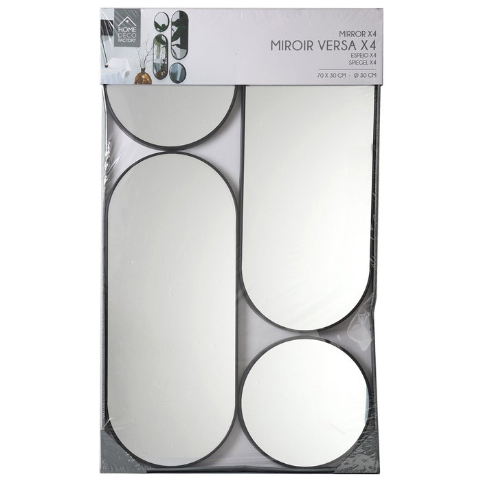 Home Deco Factory JGO. 4 ESPEJOS VERSA NEGRO - Ensemble de 4 miroirs noirs