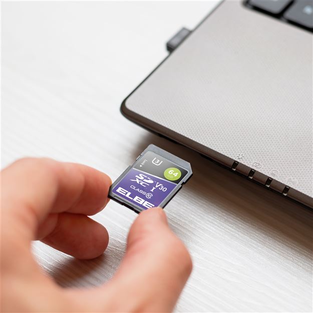Elbe SD-3064 Carte mémoire SD 64GB Classe U3 V30 pour enregistrement vidéo 4K UHS-I