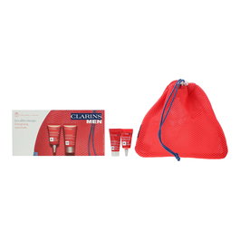 Clarins Homme - Kit Soin Visage Énergisant & Revitalisant avec Gel Jour/Nuit au Ginseng Rouge Bio 2 ml + Gel Contour des Yeux 3 ml - Coffret