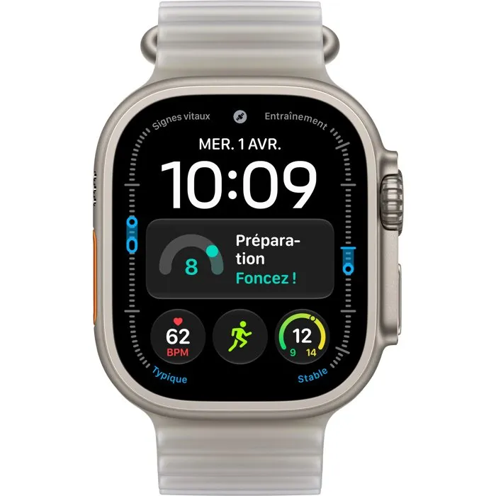 Apple Watch Ultra 4 GPS + Cellular - 49mm - Boîtier Natural Titanium - Bracelet Translucent Grey Ocean Band Apple Watch Ultra 4 GPS + Cellular - 49mm - Boîtier Natural Titanium - Bracelet Translucent Grey Ocean Band
