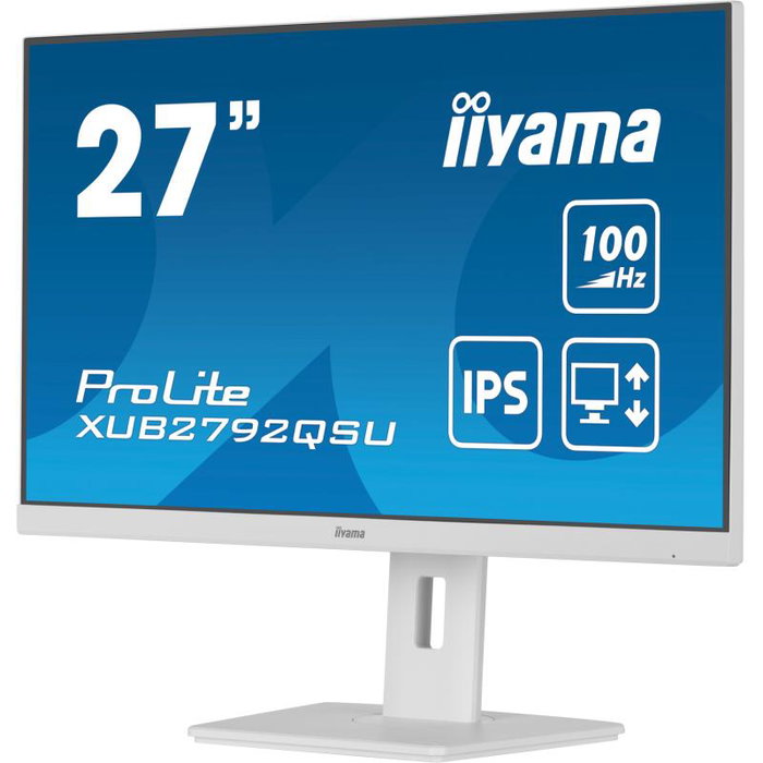 iiyama XUB2792QSU-W6 Moniteur IPS 27 Pouces 2K QHD 75 Hz 1 ms, HDR, USB-C 65W, Haut-parleurs