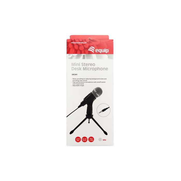 EQUIP 245341 Microphone de Table mini 3.5mm Jack avec Angle Réglable Câblé