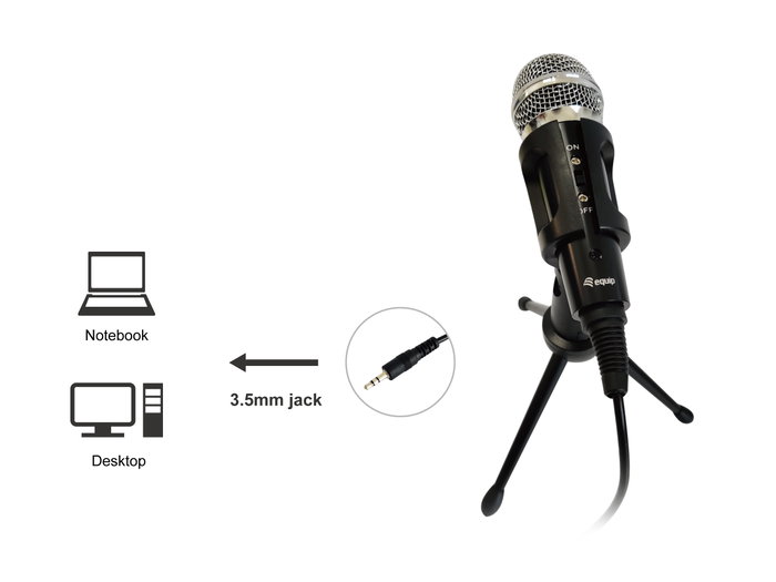 Equip 245341 Microphone de bureau avec réduction de bruit, plug-and-play, Jack 3.5 mm Equip 245341 Microphone de bureau avec réduction de bruit, plug-and-play, Jack 3.5 mm