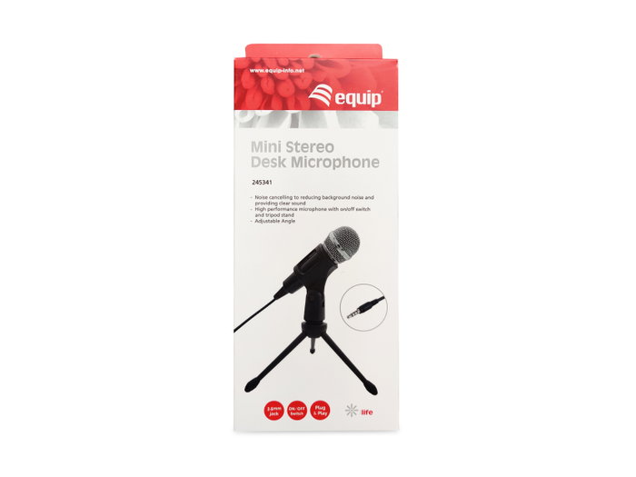 Equip 245341 Microphone de bureau avec réduction de bruit, plug-and-play, Jack 3.5 mm Equip 245341 Microphone de bureau avec réduction de bruit, plug-and-play, Jack 3.5 mm