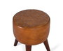 GINER Y COLOMER - Tabouret rond en cuir bovin et bois, design à motifs tressés, couleur camel, 1 bulto