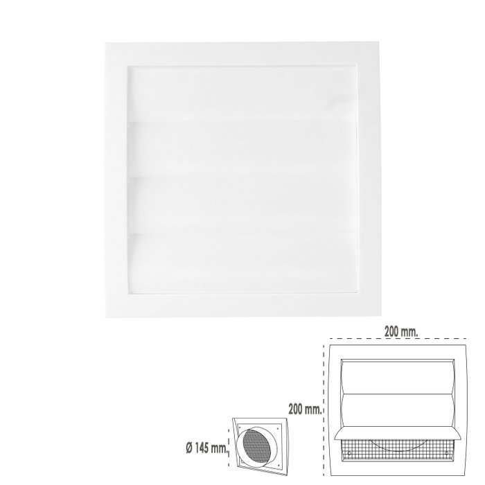 WOLFPACK LINEA PROFESIONAL Grille de ventilation en plastique avec lames mobiles 20x20 cm