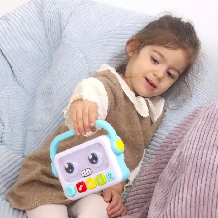 J!Nx Baladeur Robot Musical et Lumineux J.A.D.E - 17 cm avec Musique, Enregistrement et Déformation de Voix - Jouet d'éveil pour Enfants dès 18 Mois