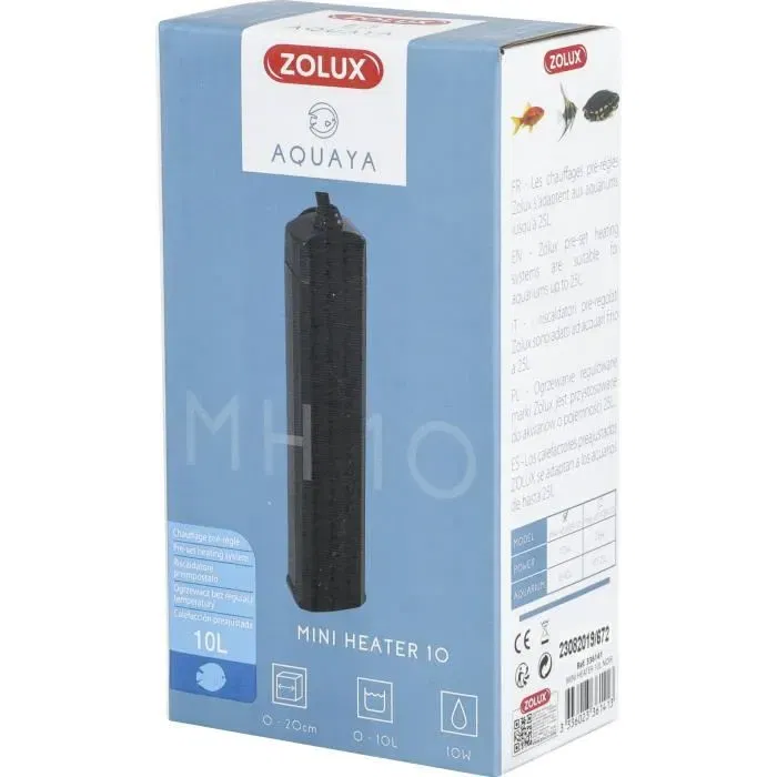 Zolux Chauffage pour Aquarium Préréglé 10 W, Température 25°C, pour Volume 0 à 10 Litres, Résistant aux Chocs avec Indicateur de Chauffe