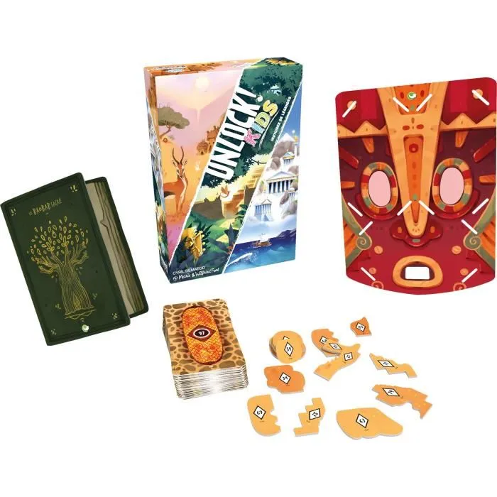 Asmodee - Unlock! Kids Histoires Mythes - Escape Game - Boite 3 histoires avec 2 aventures chacune - A partir de 6 ans - Version Francaise