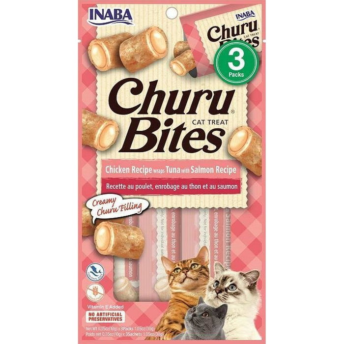 Collation pour Chat Inaba Churu Bites Poulet Saumon Thon Poisson Collation pour Chat Inaba Churu Bites Poulet Saumon Thon Poisson