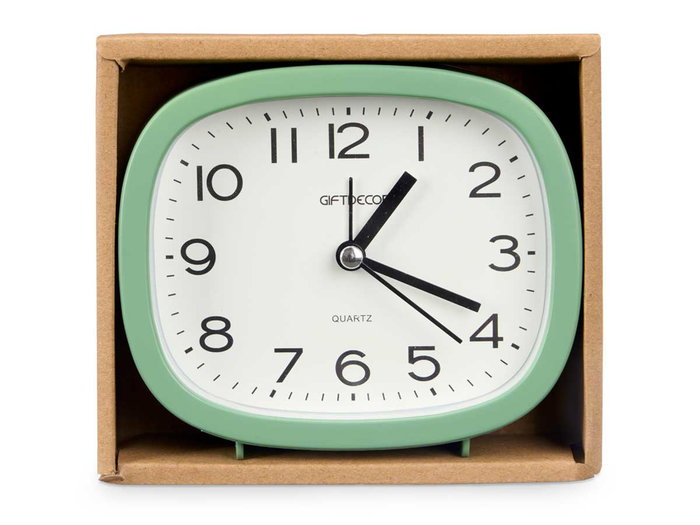 Giftdecor Montre Rectangulaire Assortie 12 cm x 10,5 cm x 4 cm - Bleu, Fushia, Orange, Vert (Set de 12)