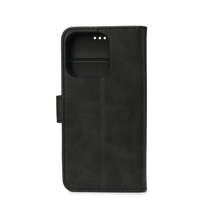 eSTUFF Coque portefeuille protectrice avec support et compartiment cartes pour iPhone 14 Pro - Cuir synthétique PU, Noir