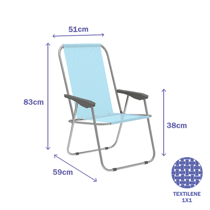 Marbueno Silla Plegable Azul Acero Playa Piscine SUMMER 10355A Marbueno Silla Plegable Azul Acero Playa Piscine SUMMER 10355A
