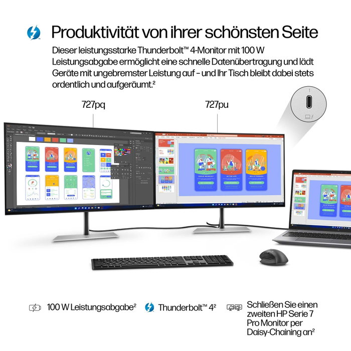 HP Écran QHD Thunderbolt 4 Series 7 Pro 27 pouces 727pu Black HP Écran QHD Thunderbolt 4 Series 7 Pro 27 pouces 727pu Black
