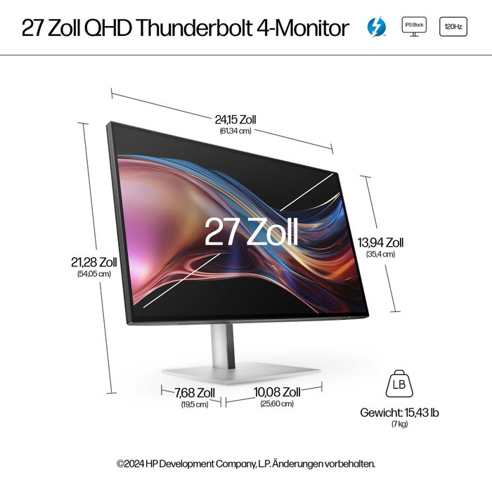 HP Écran QHD Thunderbolt 4 Series 7 Pro 27 pouces 727pu Black HP Écran QHD Thunderbolt 4 Series 7 Pro 27 pouces 727pu Black