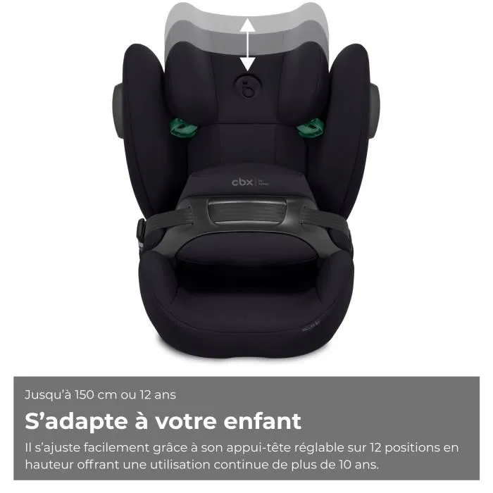 CYBEX Siège auto Pallas B3 i-Size - Bouclier de sécurité - Groupe 1/2/3 (9-50 kg, 76-150 cm) - 15 mois à 12 ans - Noir pur