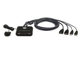 Aten CS22HF - Commutateur KVM 2 ports USB et HDMI câblé avec sélecteur distant - Vidéo Full HD 1080p/1200p à 60 Hz - Prise en charge multiplateforme (Windows, Mac, Linux)