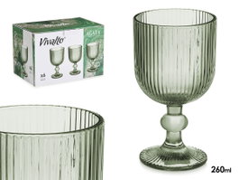 Vivalto Verre Vert Mousse Rayures Tasse 260 ml 7,9x14,4x7,9 cm (Set de 24)