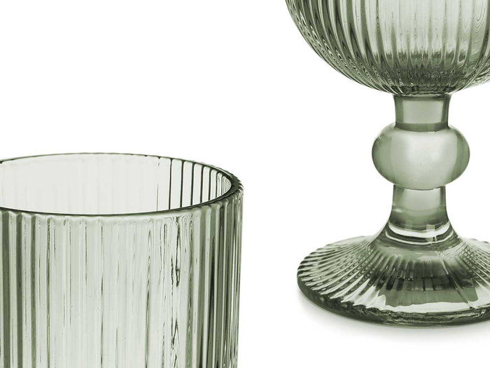 Vivalto Verre Vert Mousse Rayures Tasse 260 ml 7,9x14,4x7,9 cm (Set de 24)