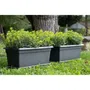 Stefanplast Bac à Fleurs Rectangulaire MEDITERRANEO 110L - 100x45x40 cm - Plastique Anthracite - Jardinière avec Perçage