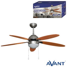 AVANT Ventilateur de plafond gris/bois 132cm avec lampe