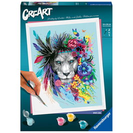 Ravensburger Tableau à Peindre par Numéros Creart Bohème Lion - Motif Trend C - À Partir de 12 Ans