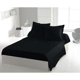 Home Linge Passion Drap Plat HP72094 en Microfibre 82g, 140 x 200 cm, Noir - Drap une personne facile d'entretien