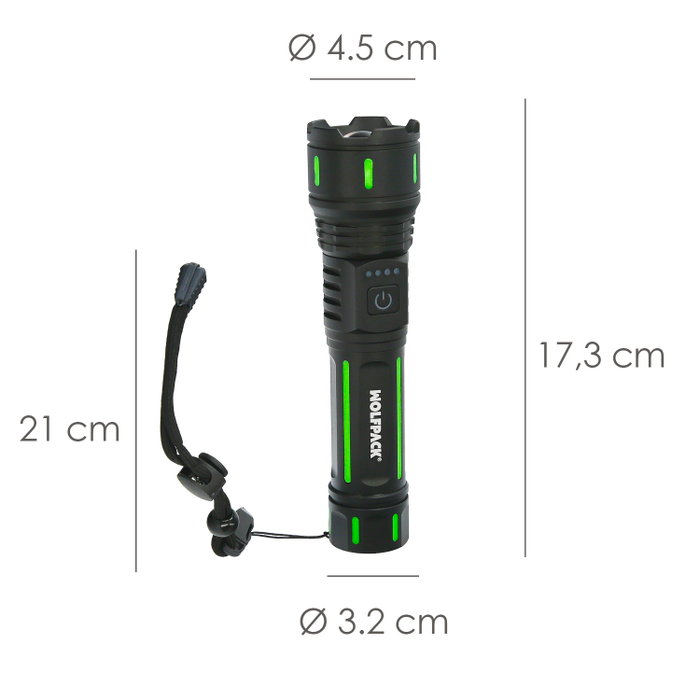 WOLFPACK LINEA PROFESIONAL Lanterne LED en Aluminium Rechargeable 800 Lumens