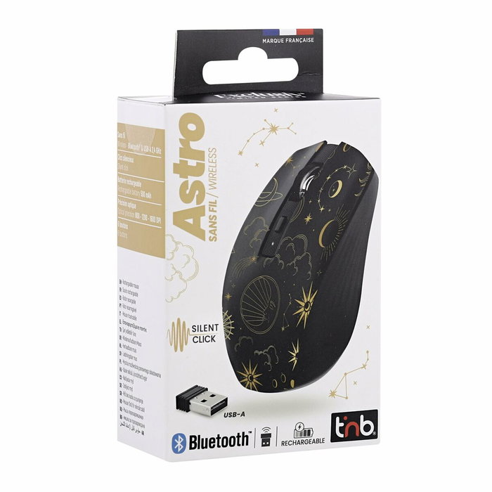 Souris Bluetooth Sans Fil T'NB ASTRO 2 Noir 1600 dpi